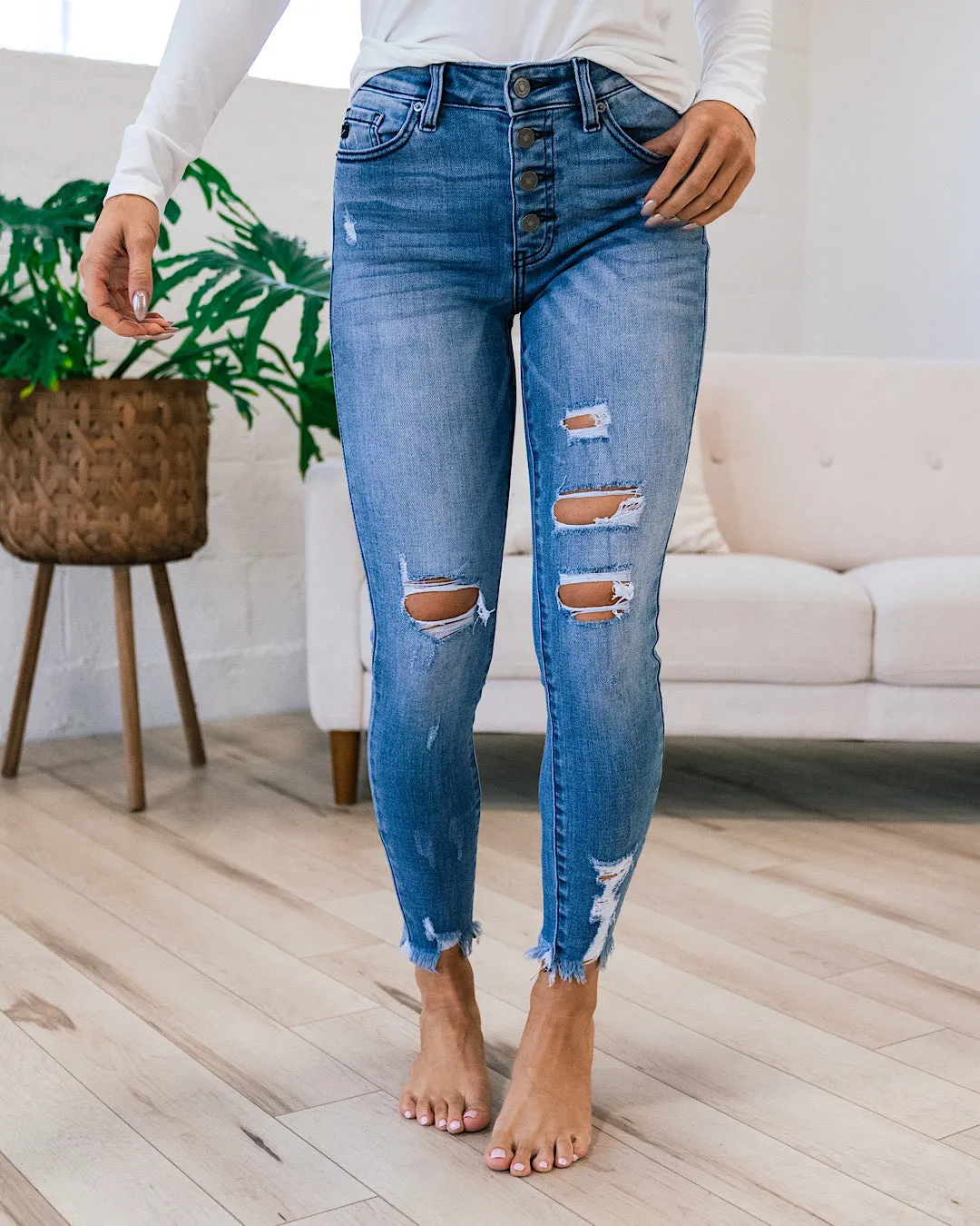 KanCan Maren Button Up Distressed Jeans FINAL SALE