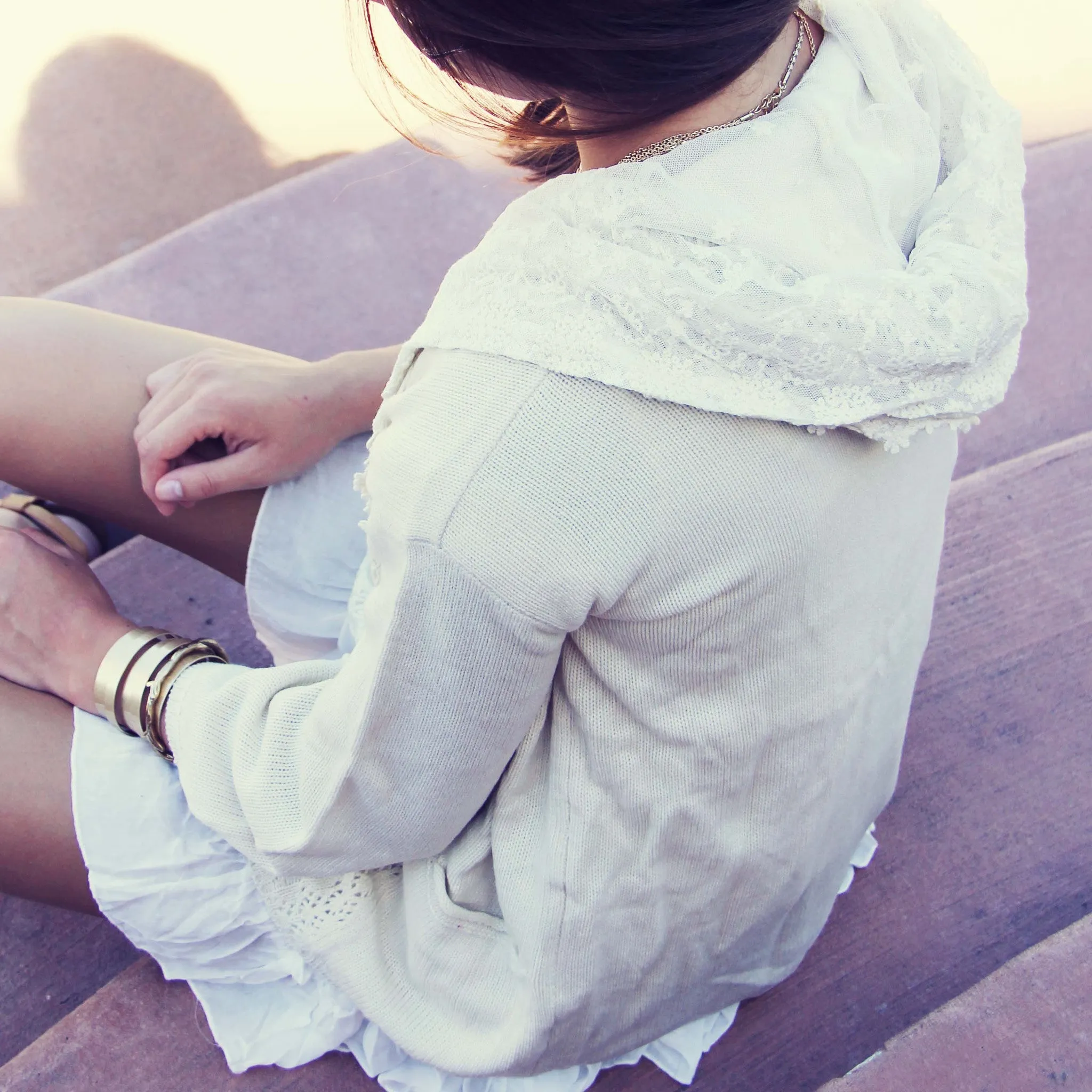 Laced Moon Hoodie in Cream