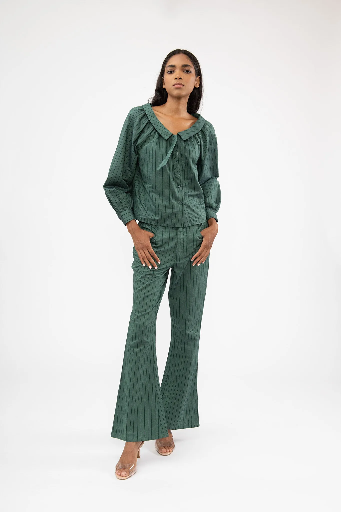 Lawyer Pant in Green Stripe