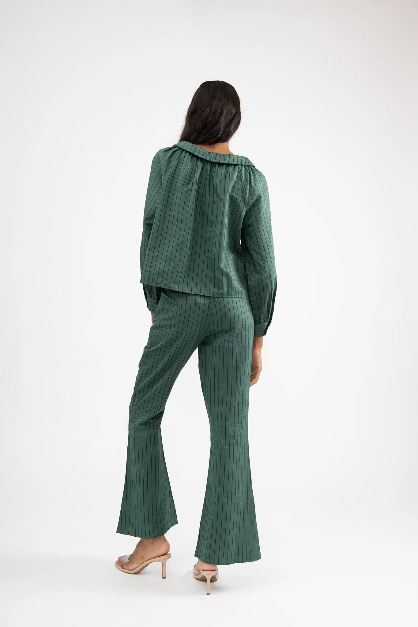 Lawyer Pant in Green Stripe