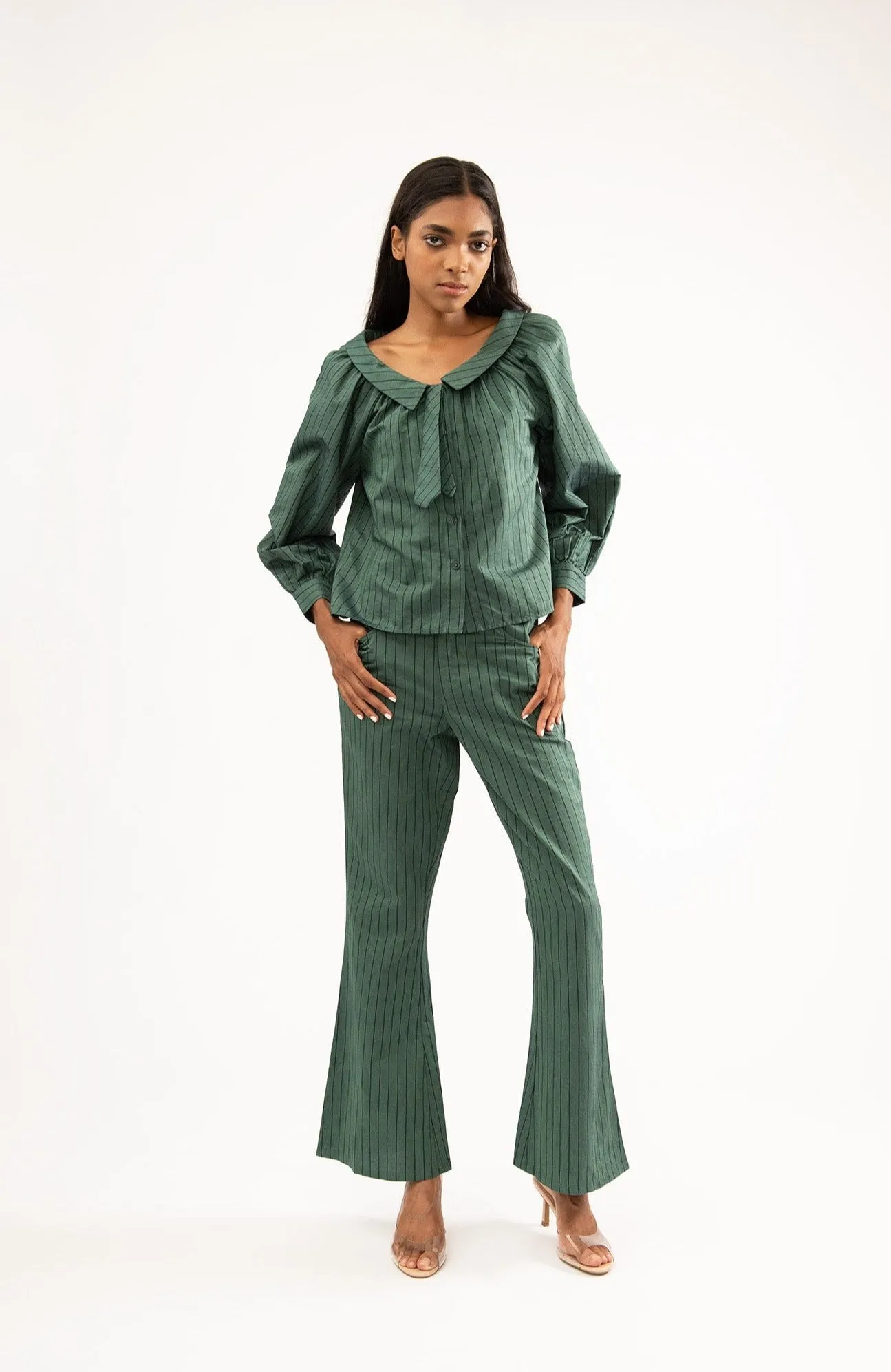 Lawyer Pant in Green Stripe