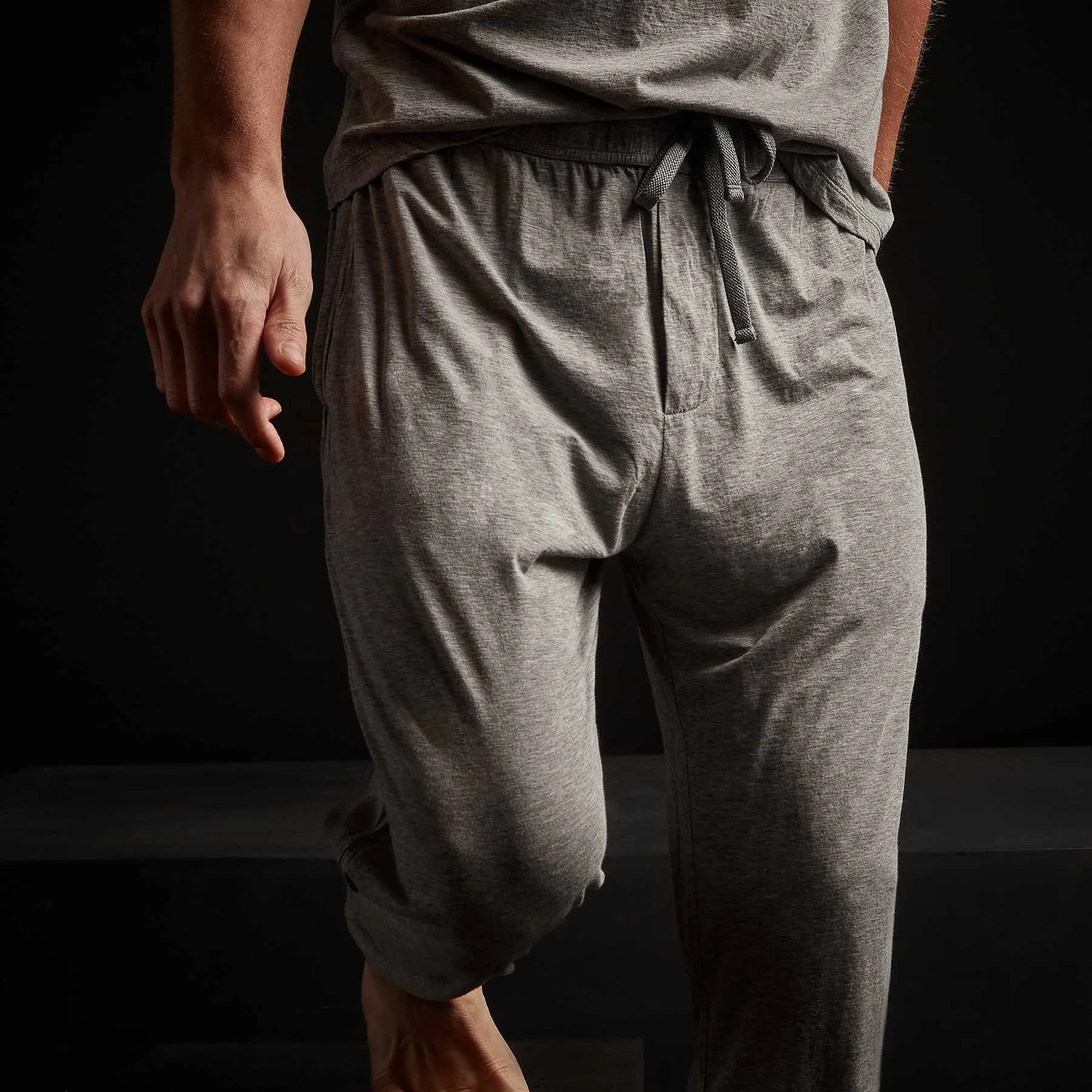 Luxe Lotus Jersey Tapered Lounge Pant - Heather Grey