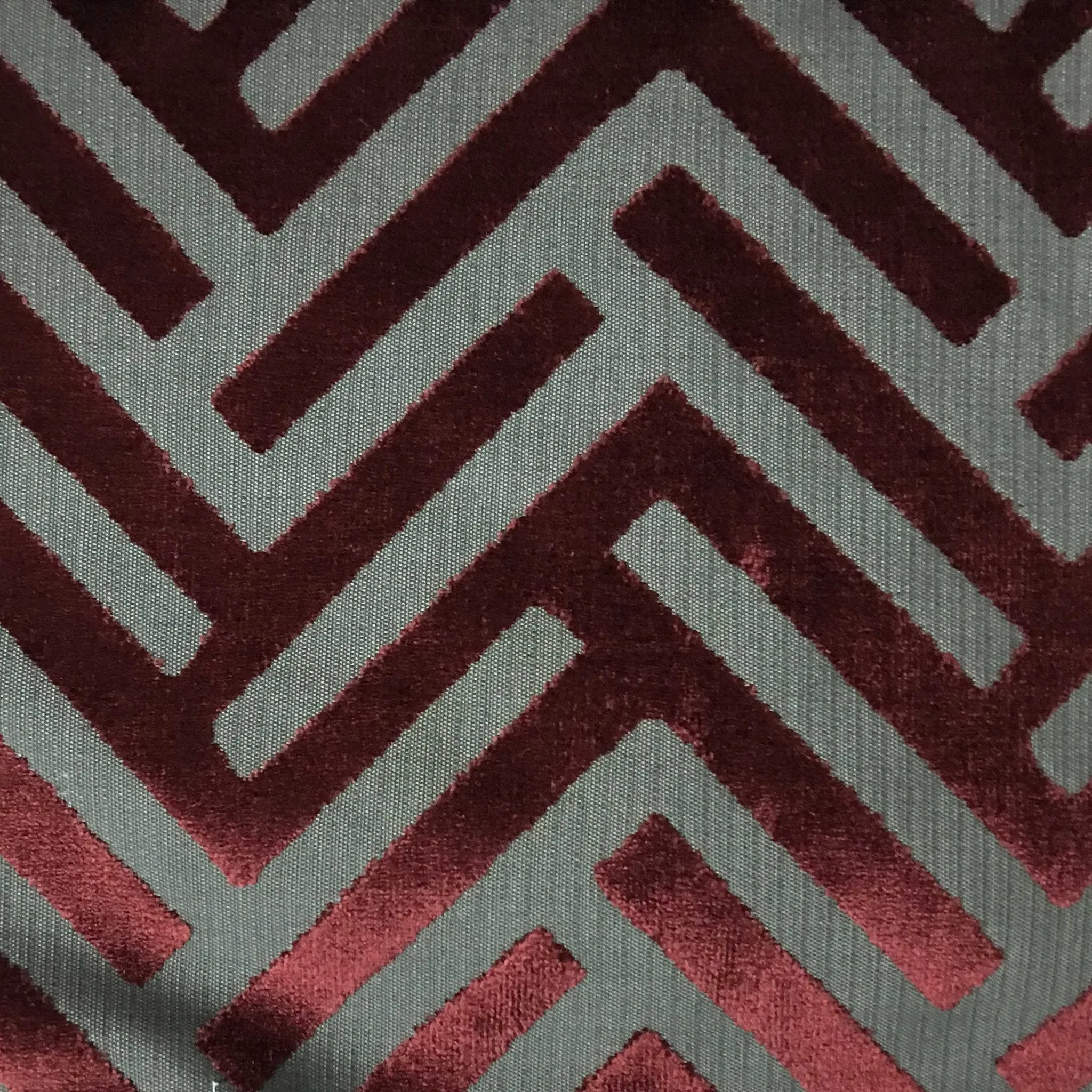 MARQUEE - GEOMERTIC PATTERN CUT VELVET UPHOLSTERY FABRIC BY THE YARD