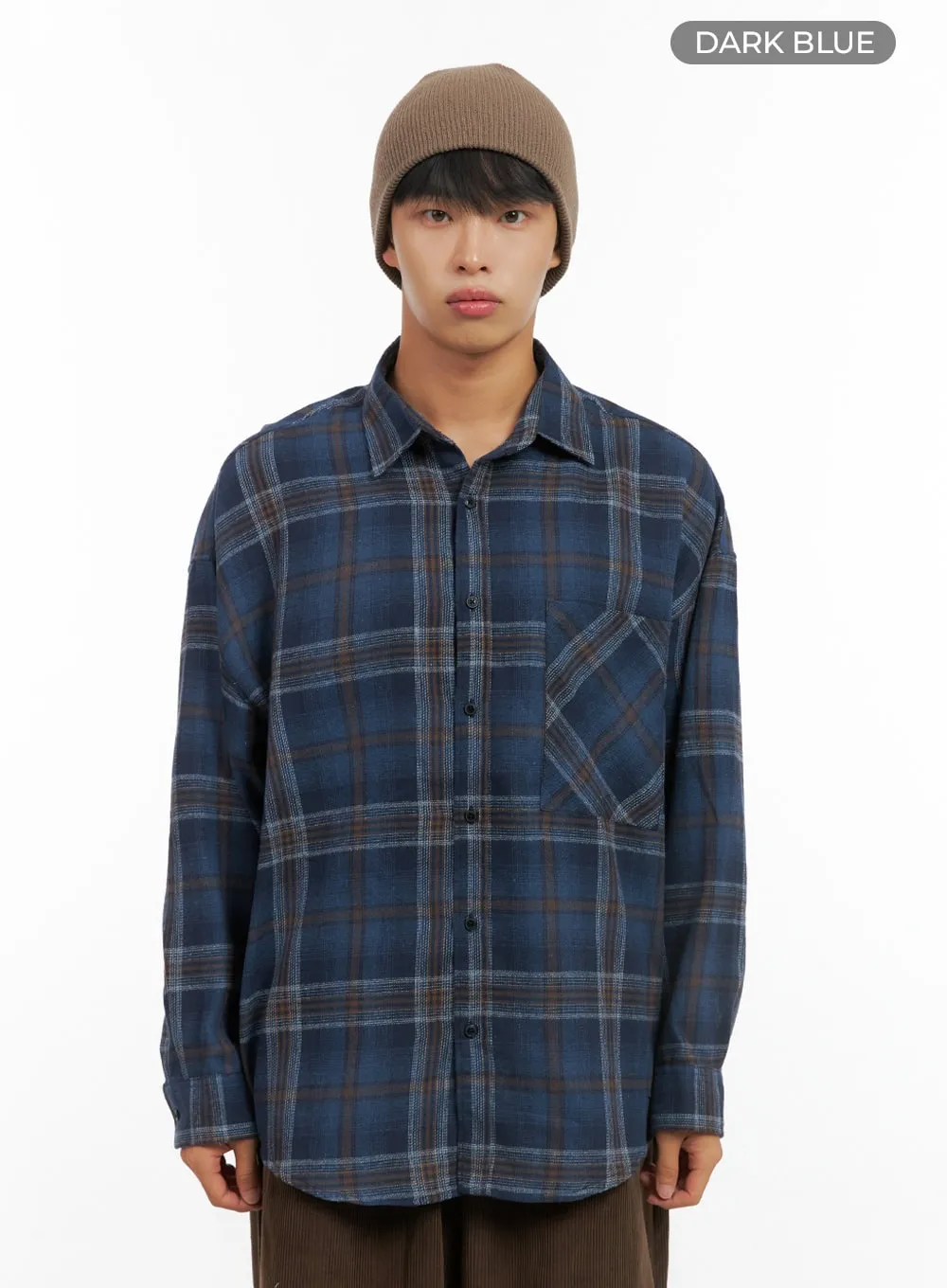 Men's Buttoned Check Print Shirt IS419