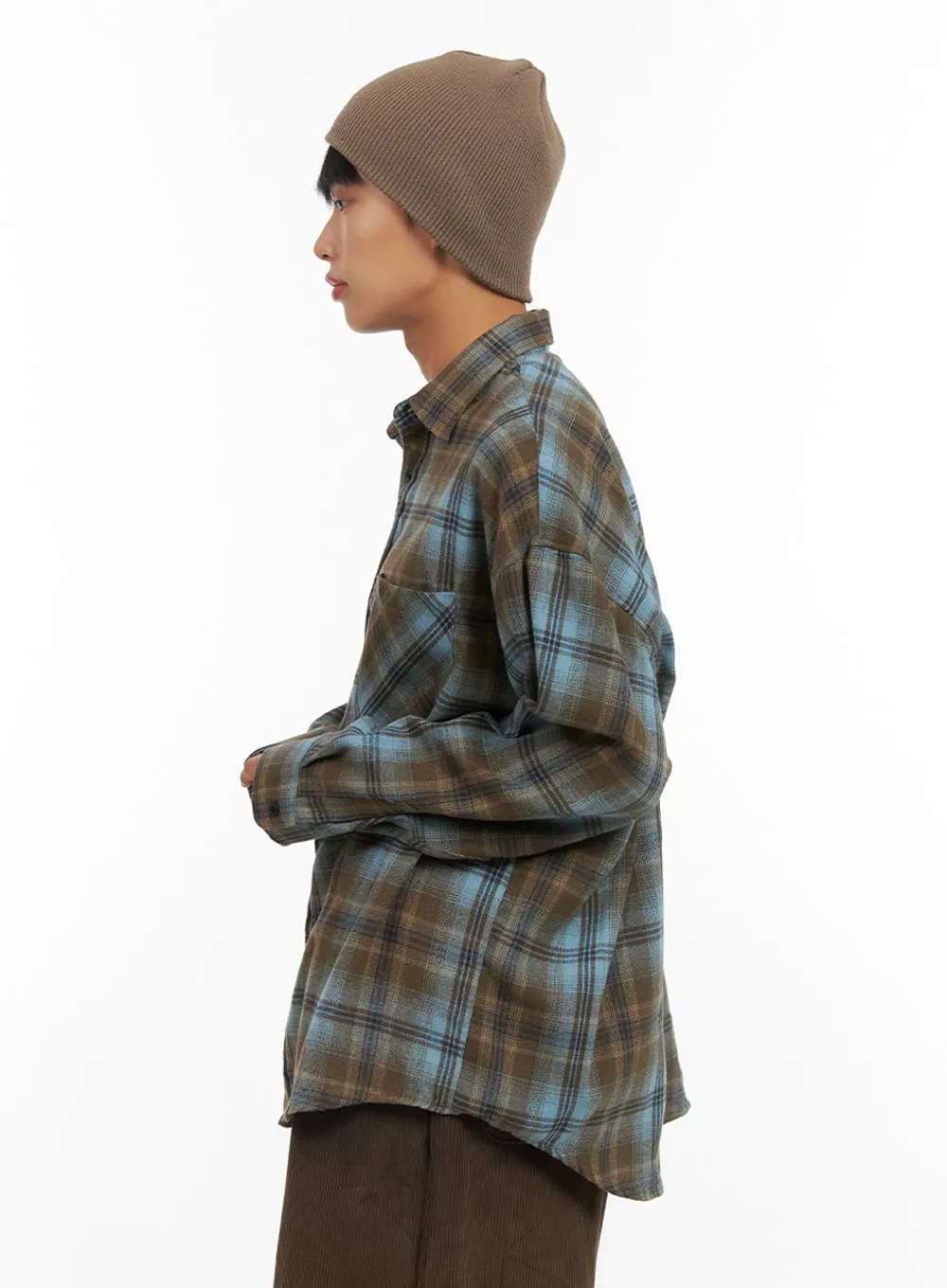 Men's Buttoned Check Print Shirt IS419