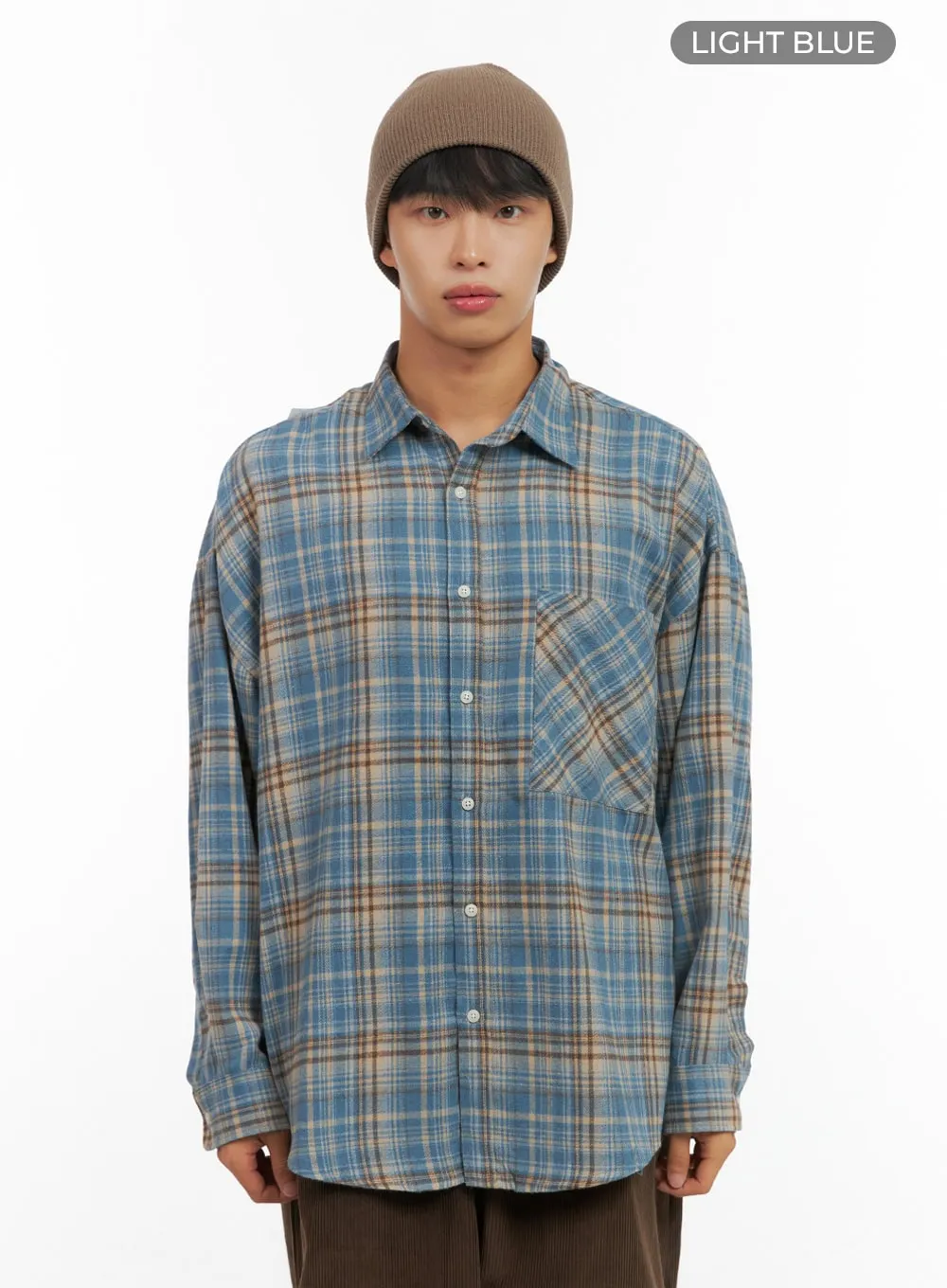 Men's Buttoned Check Print Shirt IS419