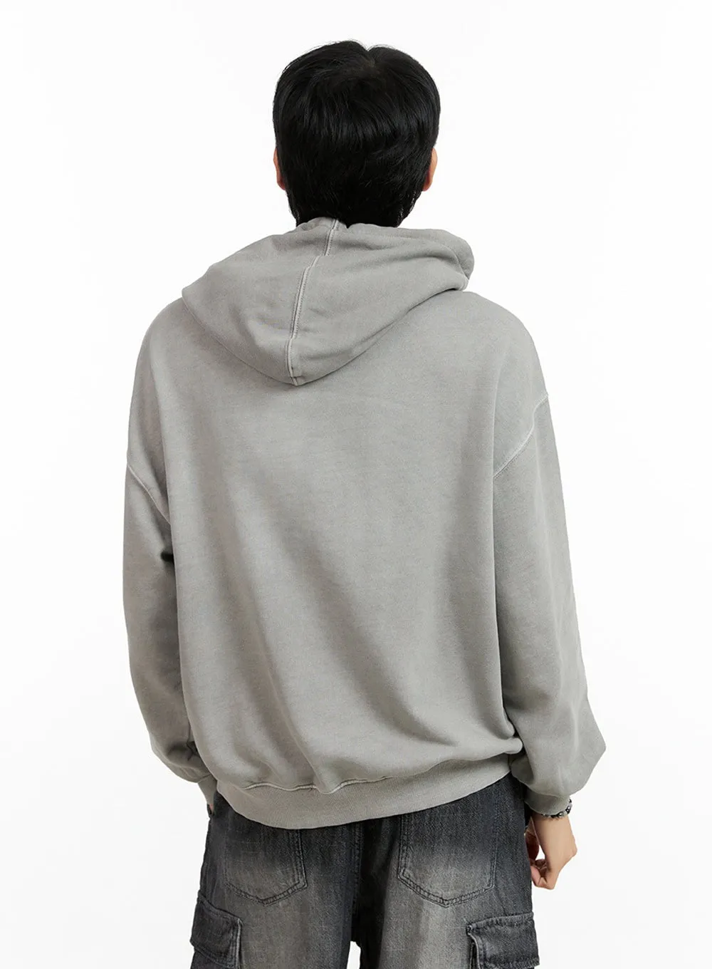 Men's Washed Cotton Hoodie (Gray) IG402