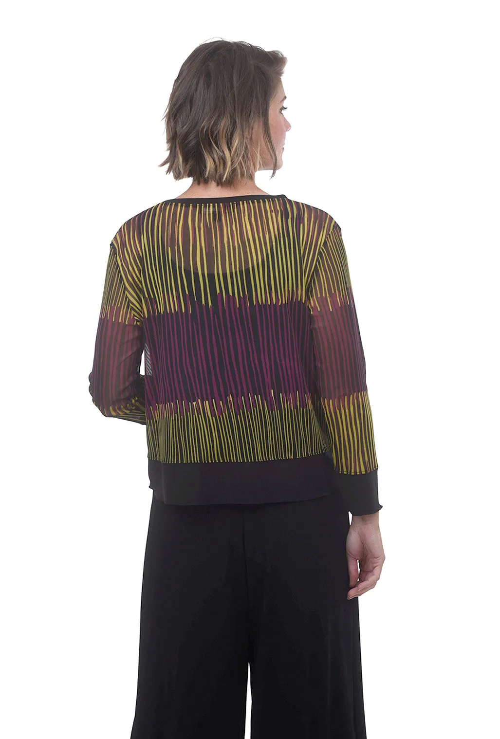 Mesh Print Mix Boxy Tee, Chartreuse/Plum