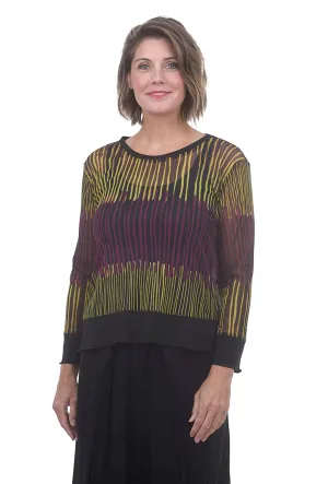 Mesh Print Mix Boxy Tee, Chartreuse/Plum