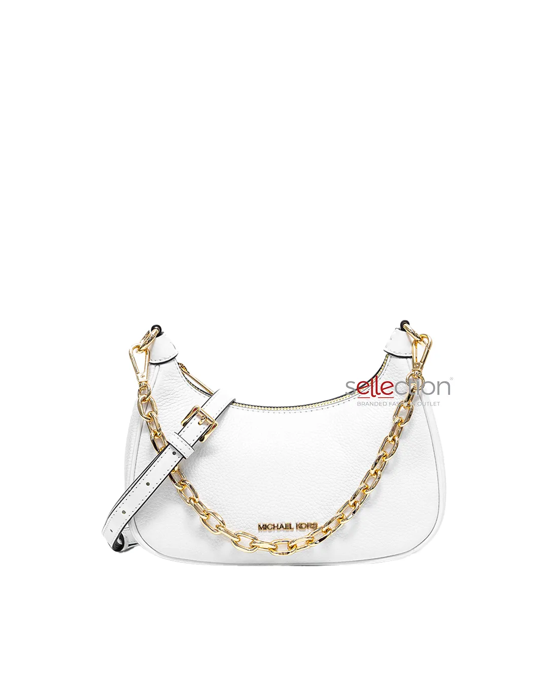 Michael Kors Cora Medium Zip Pouchette In Optic White