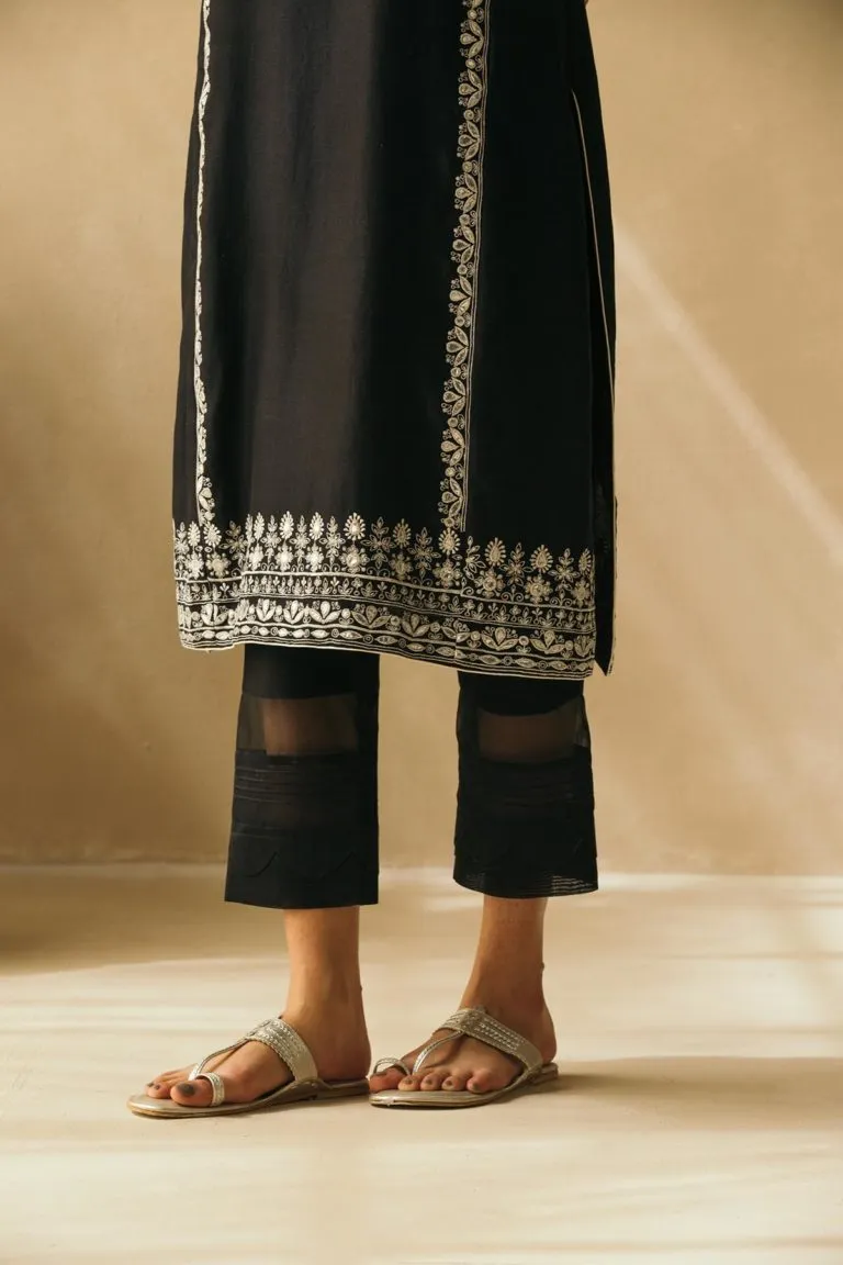 Midnight Black Gota Jaal Kurta Set