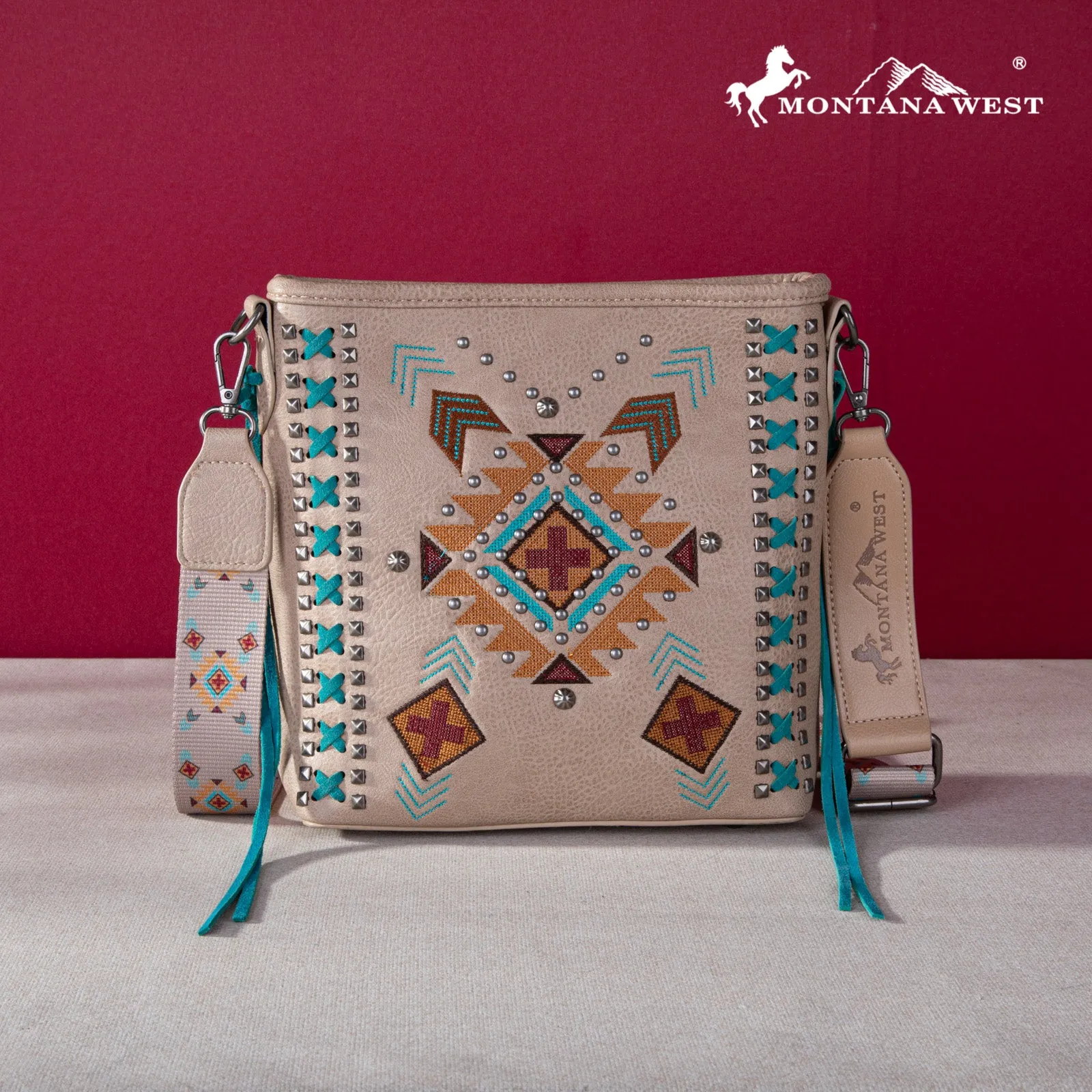 MW1248G-9360  Montana West Embroidered Aztec Collection Concealed Carry Crossbody