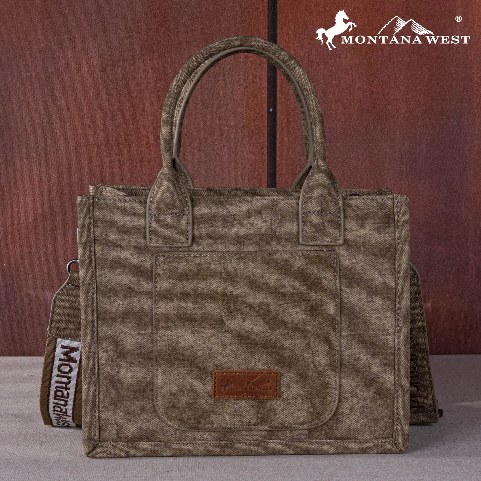 MW1255-8120S   Montana West Concho Tassel Tote/Crossbody - Khaki