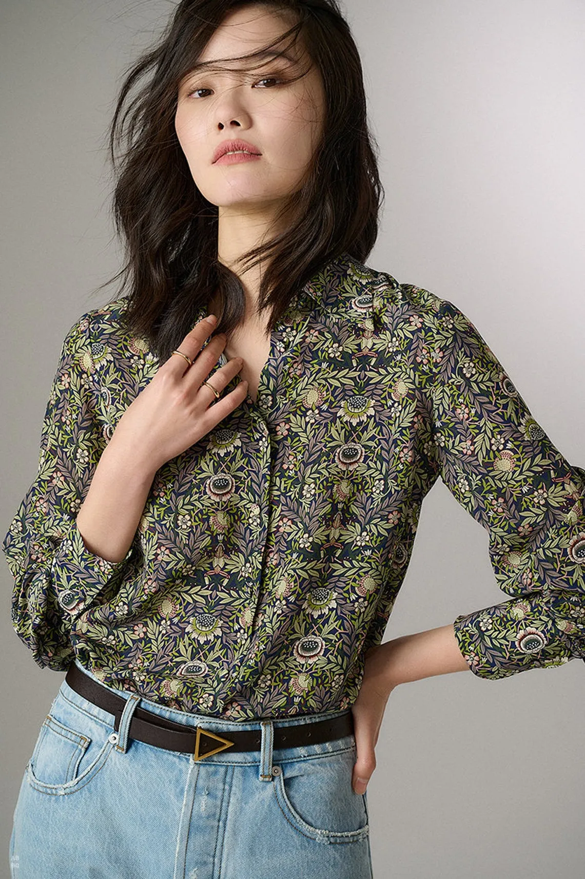 Nonothing|Women's pure silk shirt in liberty print