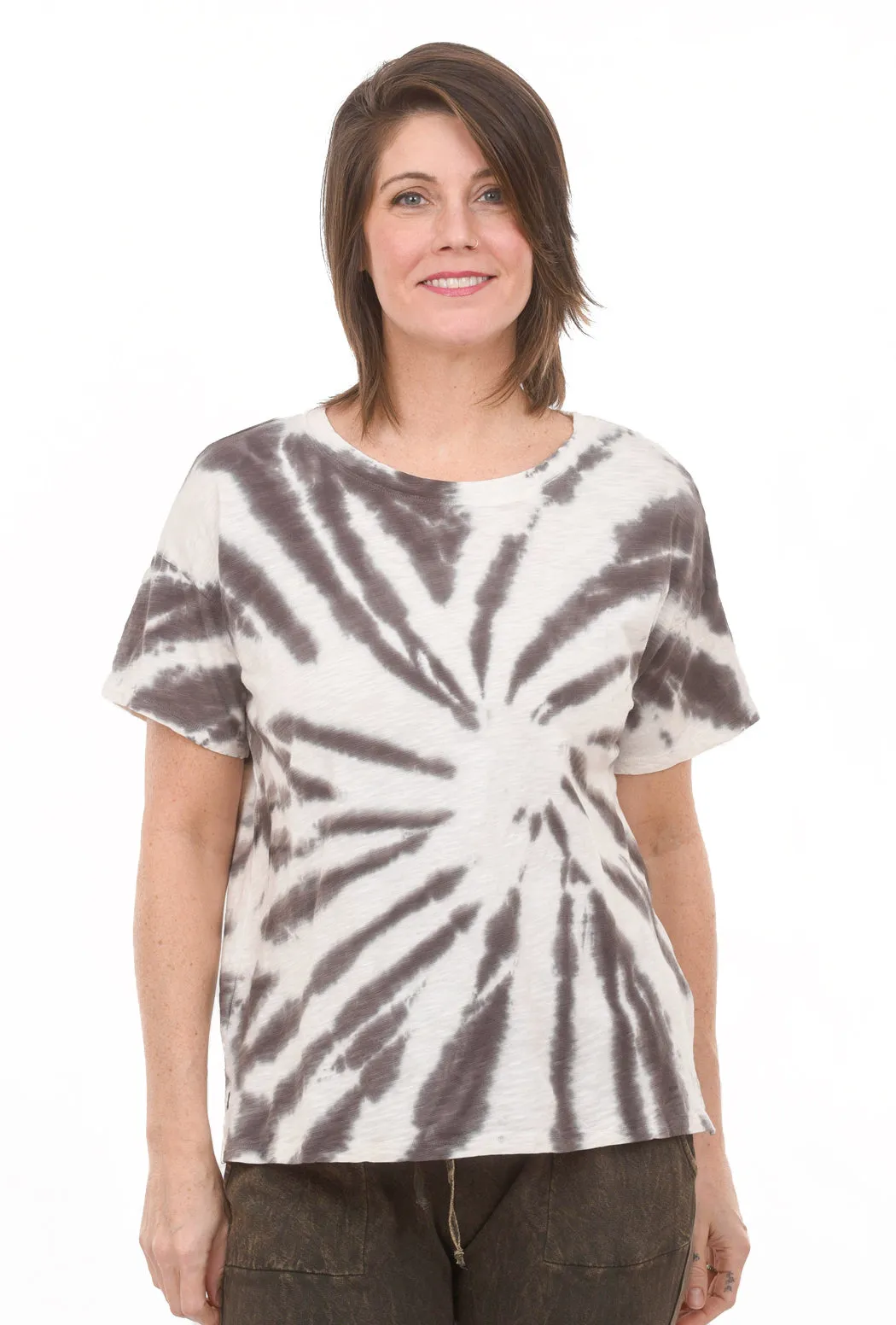 Open Crew Tie-Dye Tee, Brown Agate