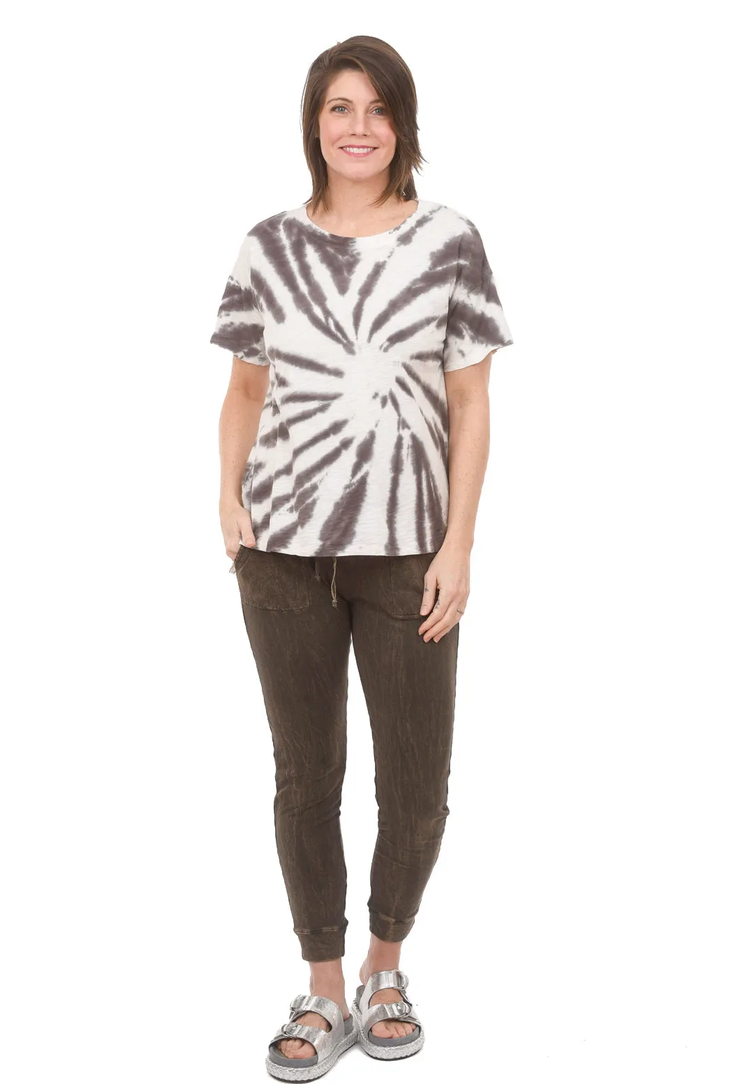 Open Crew Tie-Dye Tee, Brown Agate