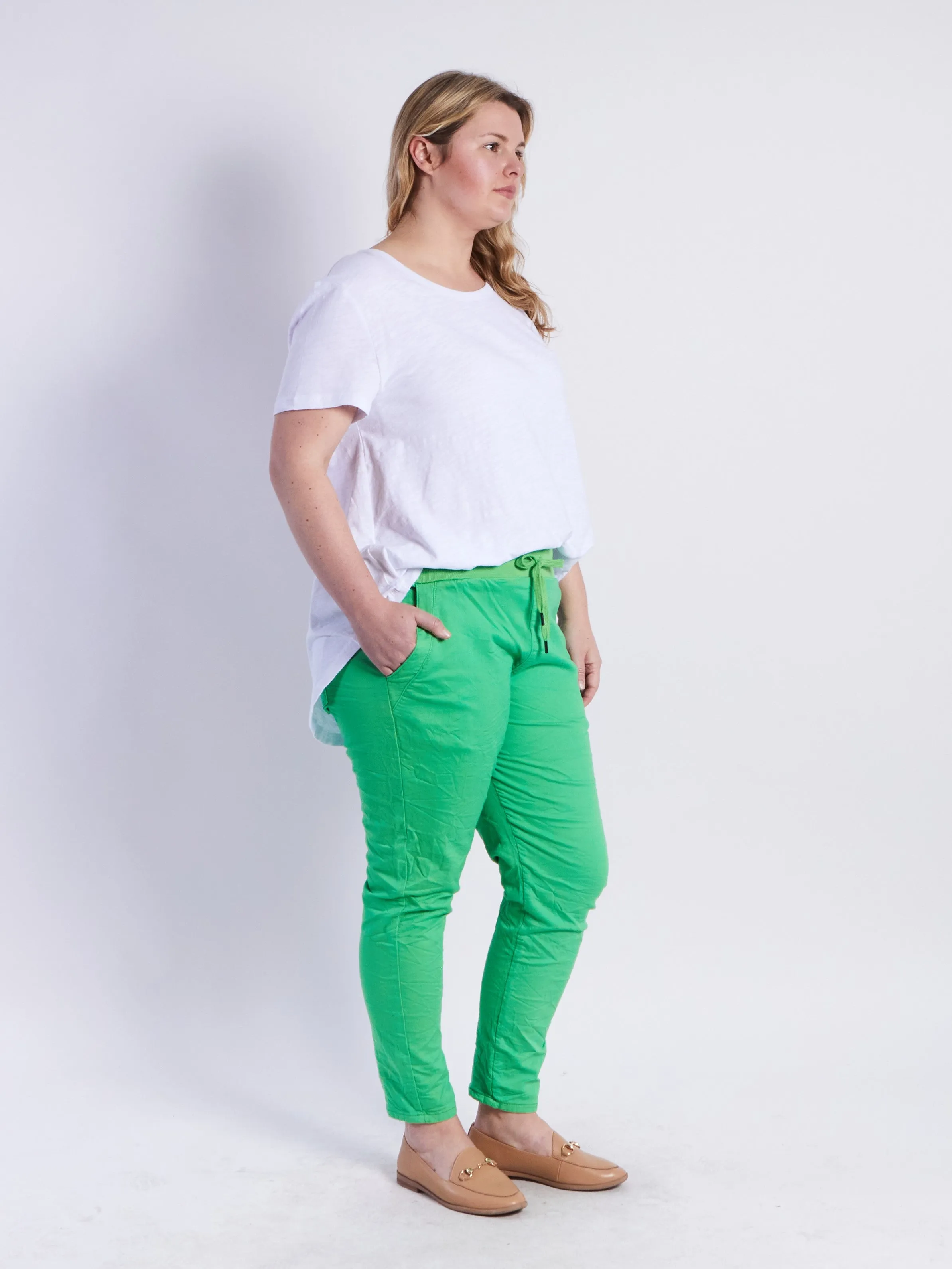 Riley Stretch Denim Joggers - Green