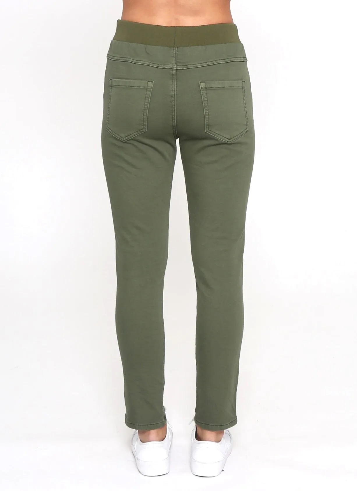 Riley Stretch Denim Joggers - Khaki