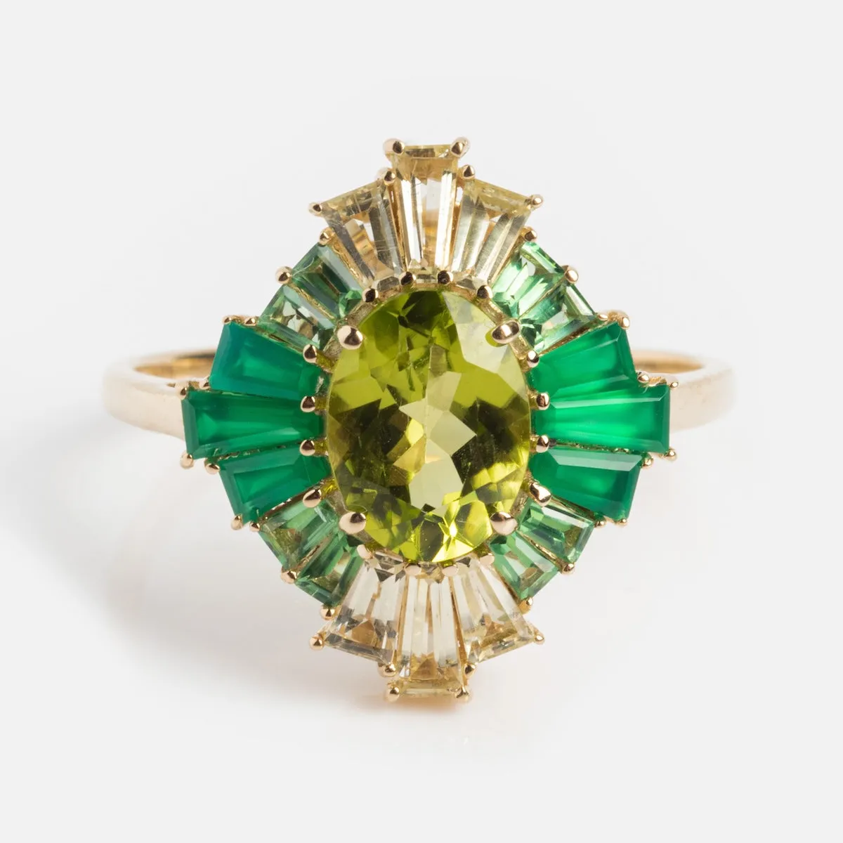 Solid Gold 2024 August Capsule Vintage Inspired Peridot Statement Ring