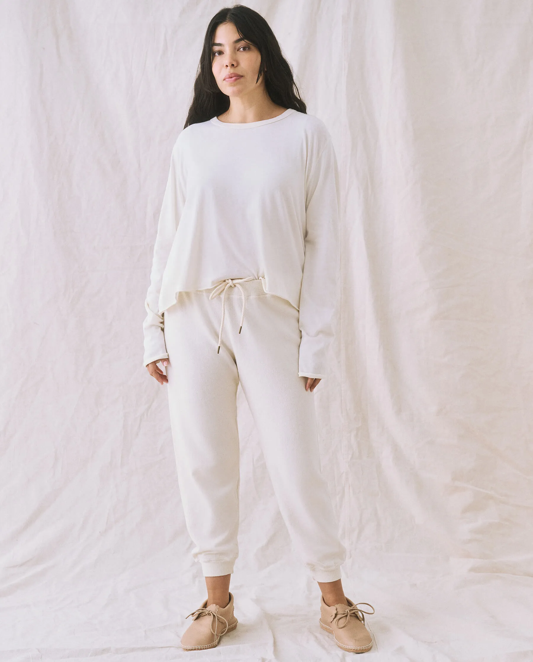 The Long Sleeve Crop Tee. -- Washed White