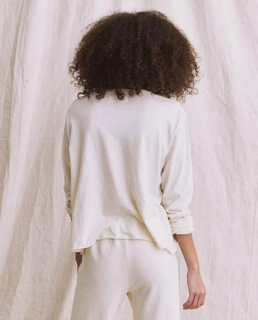 The Long Sleeve Crop Tee. -- Washed White