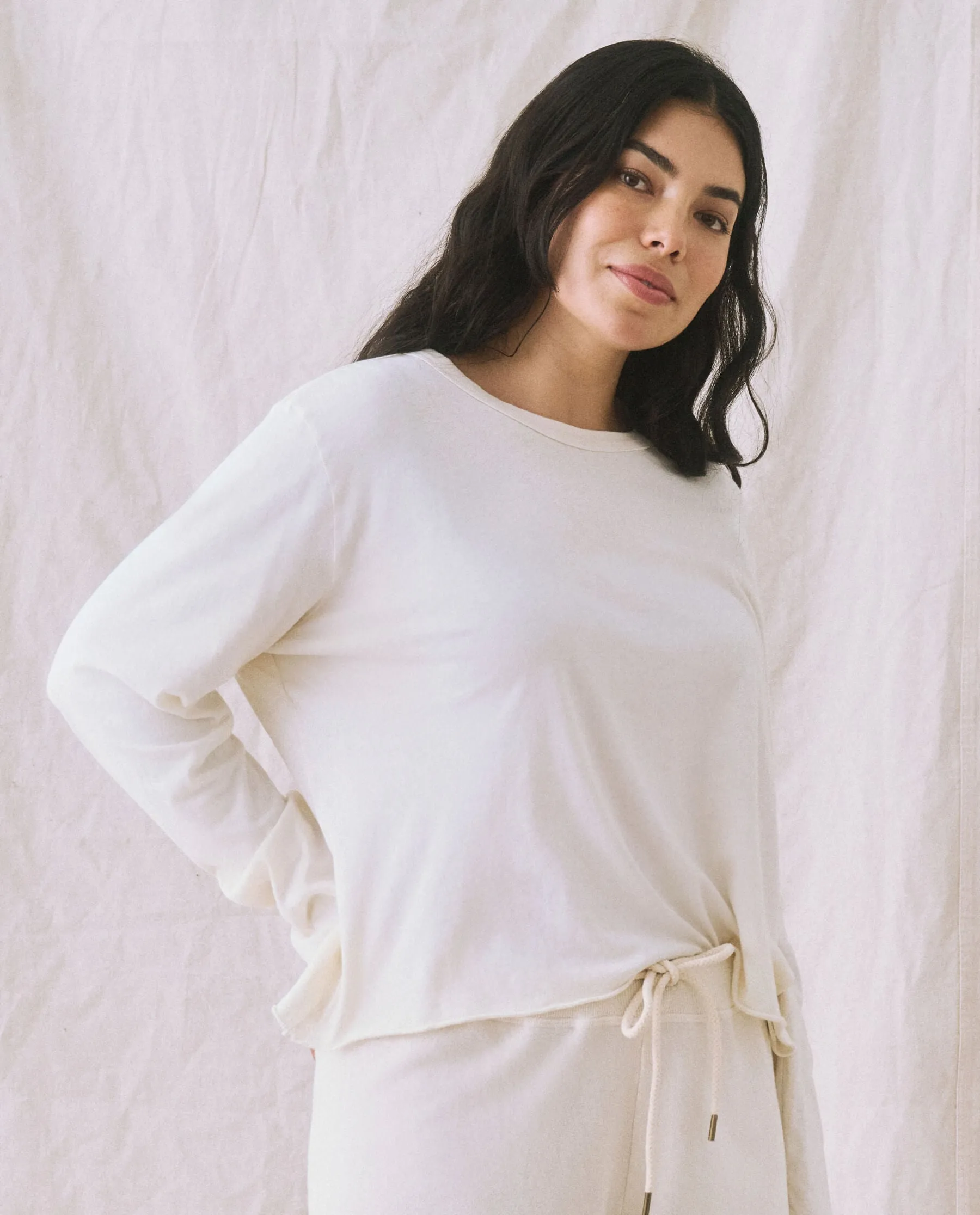 The Long Sleeve Crop Tee. -- Washed White