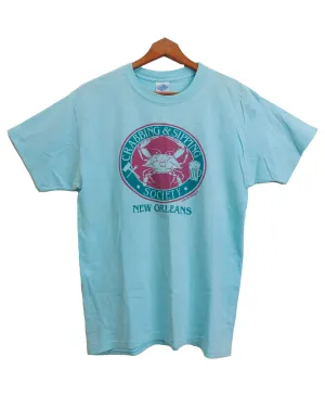 Vintage 1990s New Orleans Crabbing & Sipping Society Single Stitch Made in USA T-Shirt (Large)