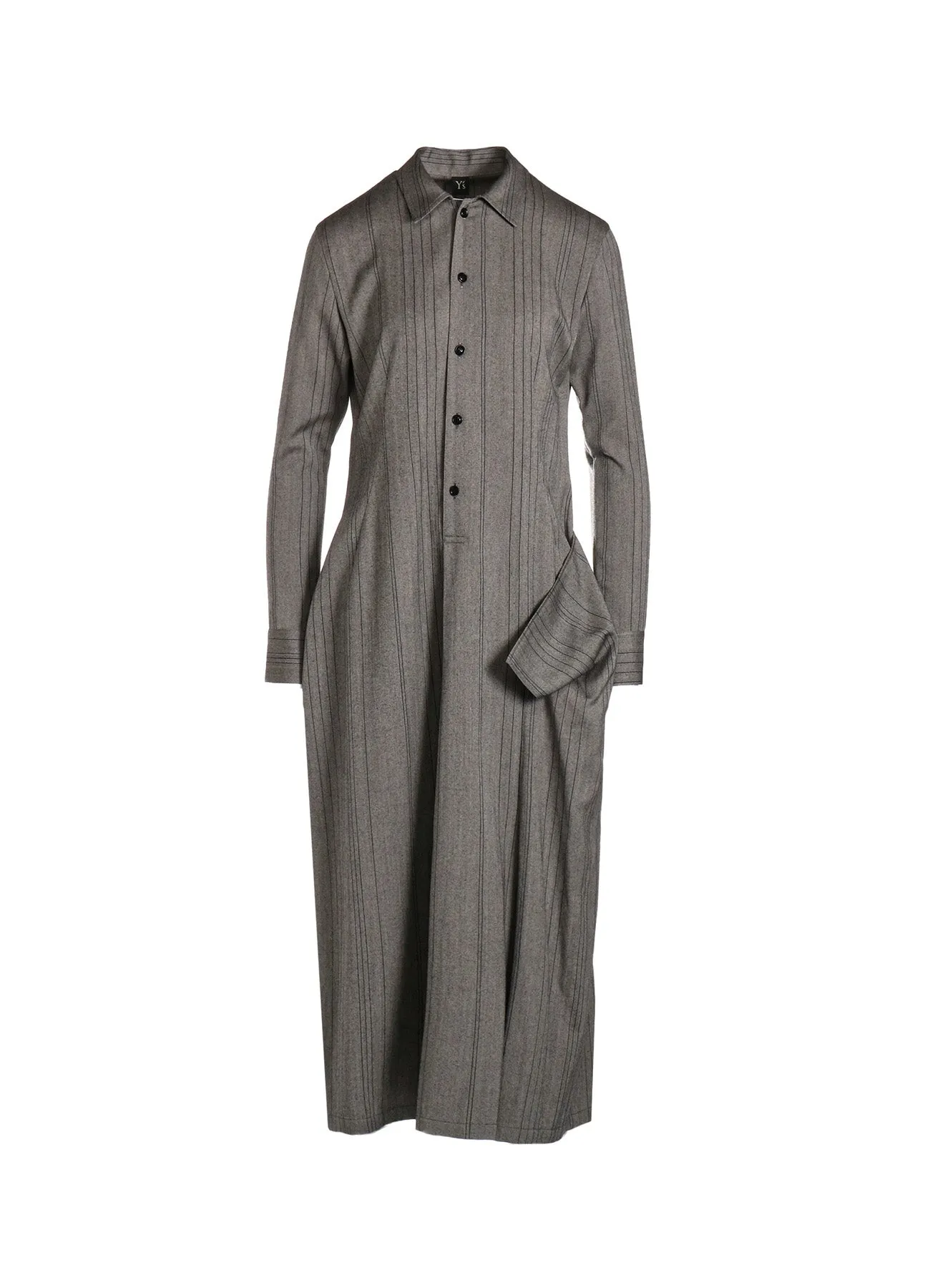 W/RY RANDOM HERRINGBONE OPEN COLLAR SHIRT DRESS