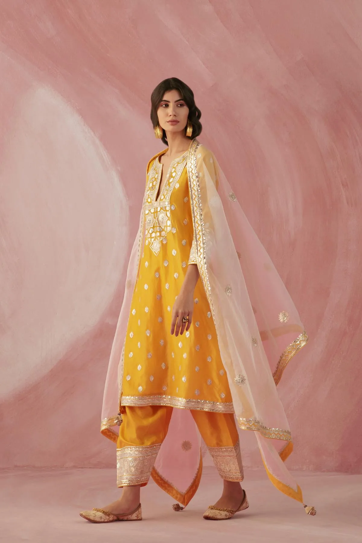 Yellow & Ivory Gota Salwar Set