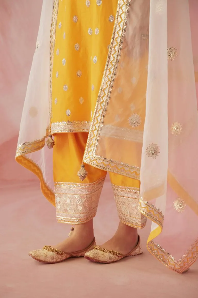 Yellow & Ivory Gota Salwar Set