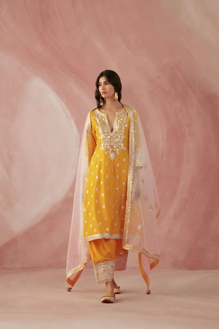 Yellow & Ivory Gota Salwar Set